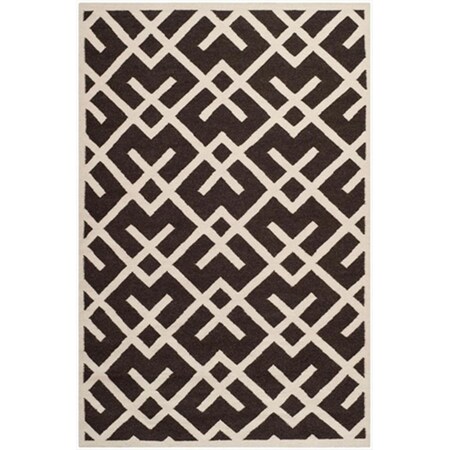 Safavieh 6 ft. x 9 ft. Medium Rectangle Contemporary Dhurries Black and Ivory Flatweave Rug DHU552C-6